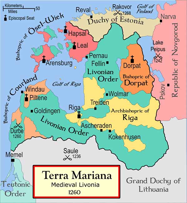Terra Mariana в 1260 году