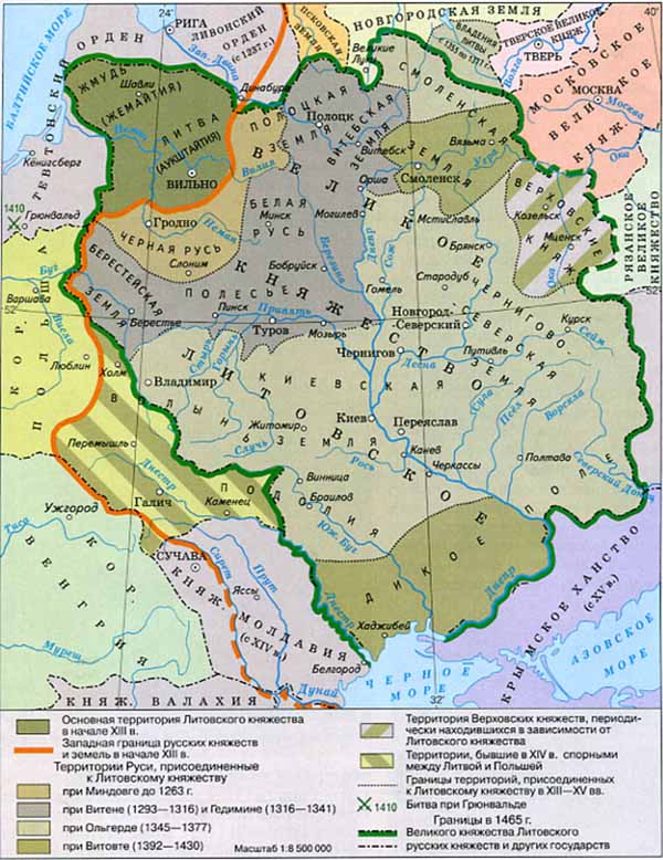 Карта Великого Княжества Литовского.