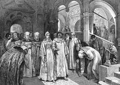 Великий князь Московский Василий III вводит во дворец невесту свою, Елену Глинскую.