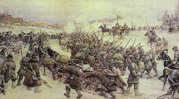 Битва войска Болотникова с царской армией. Эрнест Лисснер.