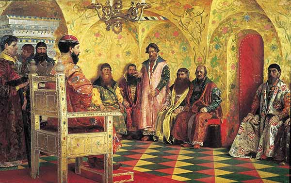 Михаил Фёдорович Романов на собрании боярской думы (Андрей Рябушкин, 1893)