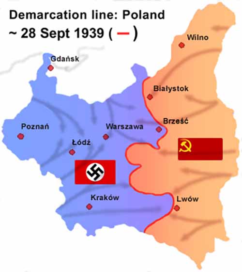 Линия соприкосновения советских и немецких войск на 28 сентября 1939 года